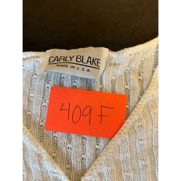 Carly Blake White V Neck Button-Down Knit Sweater Top - Picture 6 of 7